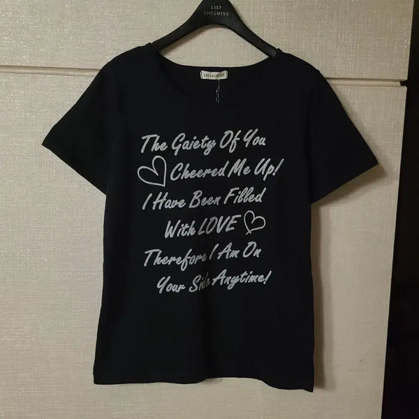 [BUNJANG] Japanese Vintage Heart Lettering T-Shirt / 일본빈티지 하트 레터링 반팔 티셔츠 헤이세이 히메 오네갸루 와투케 y2k