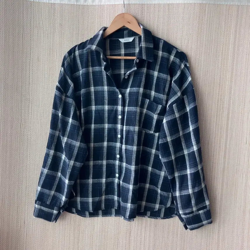 [BUNJANG] Many Many Mode Checked Shirt Navy / 매니매니모드 bol 제작 체크 셔츠 네이비