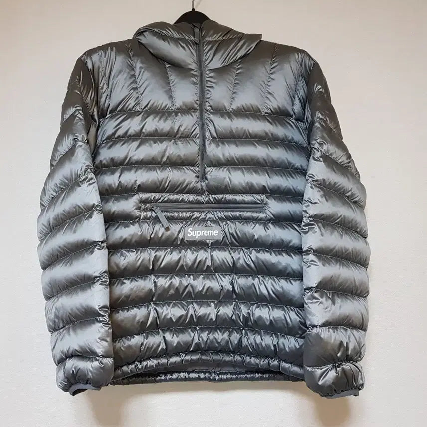 [BUNJANG] Supreme Micro Down Half Zip Hooded Padded Jacket Silver FW25 / 슈프림 마이크로 다운 하프 집 후드 패딩 실버 25FW