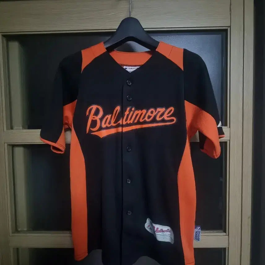 [BUNJANG] Majestic Baltimore Baseball Uniform Black Orange S / 마제스틱 볼티모어 야구 유니폼 블랙 오렌지 s