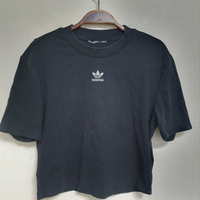 [BUNJANG] Adidas Cropped Short Sleeve T-Shirt Black S / 아디다스 크롭 반팔티 블랙 S