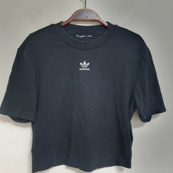 [BUNJANG] Adidas Cropped Short Sleeve T-Shirt Black S / 아디다스 크롭 반팔티 블랙 S