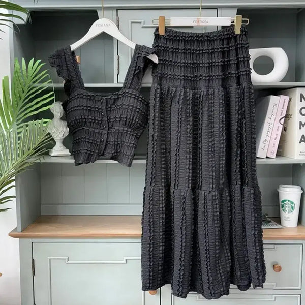 [BUNJANG] Sleeveless Long Skirt Two-Piece Set / 나시 롱스커트 투피스 세트