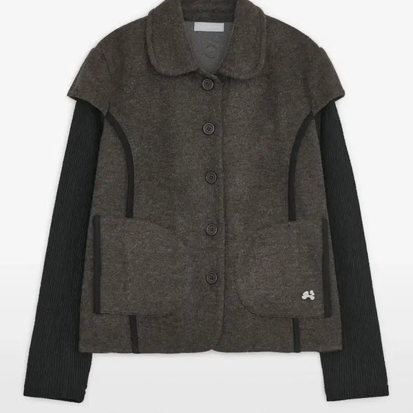[BUNJANG] Hug Your Skin Round Collar Knit Jacket (Brown) / 허그유어스킨 라운드 카라 니트 자켓(브라운)