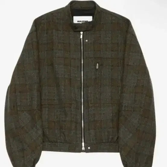 [BUNJANG] Wool Check Carpenter Detail Biker Jacket / WOOL CHECK CARPENTER DETAIL BIKER JACKET