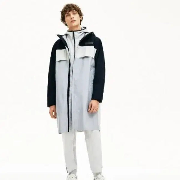 [BUNJANG] Lacoste Men's Two-Tone Long Windbreaker Coat / 라코스테 남성 코트 2톤 배색 롱바람막이
