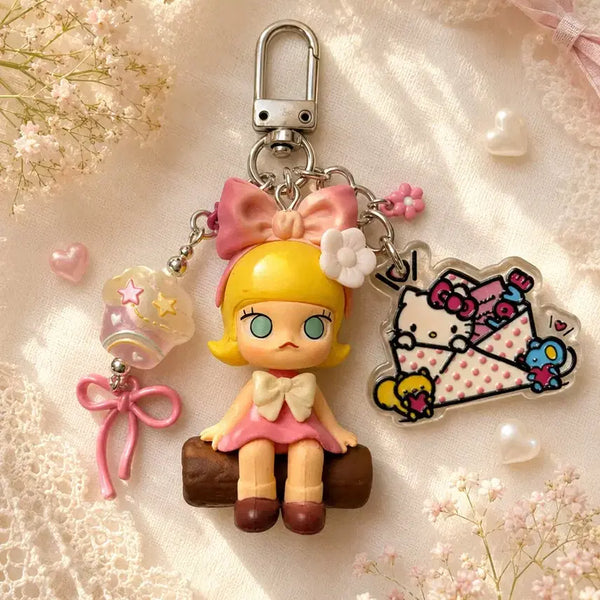 [BUNJANG] Molly Figure Handmade Beads Acrylic Mini Keychain / 몰리 피규어 핸드메이드 비즈 아크릴 미니 키링
