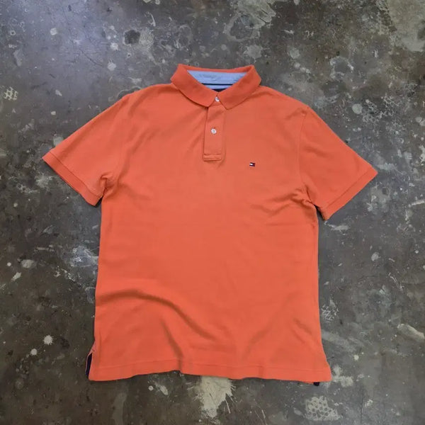 [BUNJANG] Tommy Hilfiger Men's Short Sleeve Polo Shirt Orange M / M) 타미힐피거 반팔 카라티 카라티셔츠