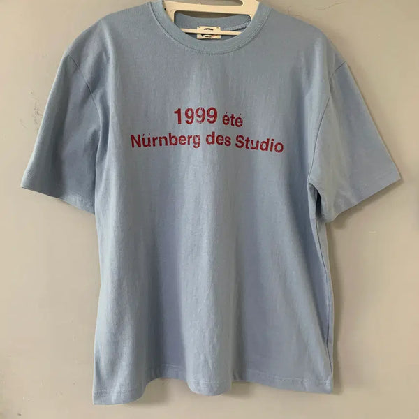 [BUNJANG] Lettering Unisex T-Shirt Sky Blue / [새상품/재고정리] 레터링 남녀공용 반팔티 (하늘색)