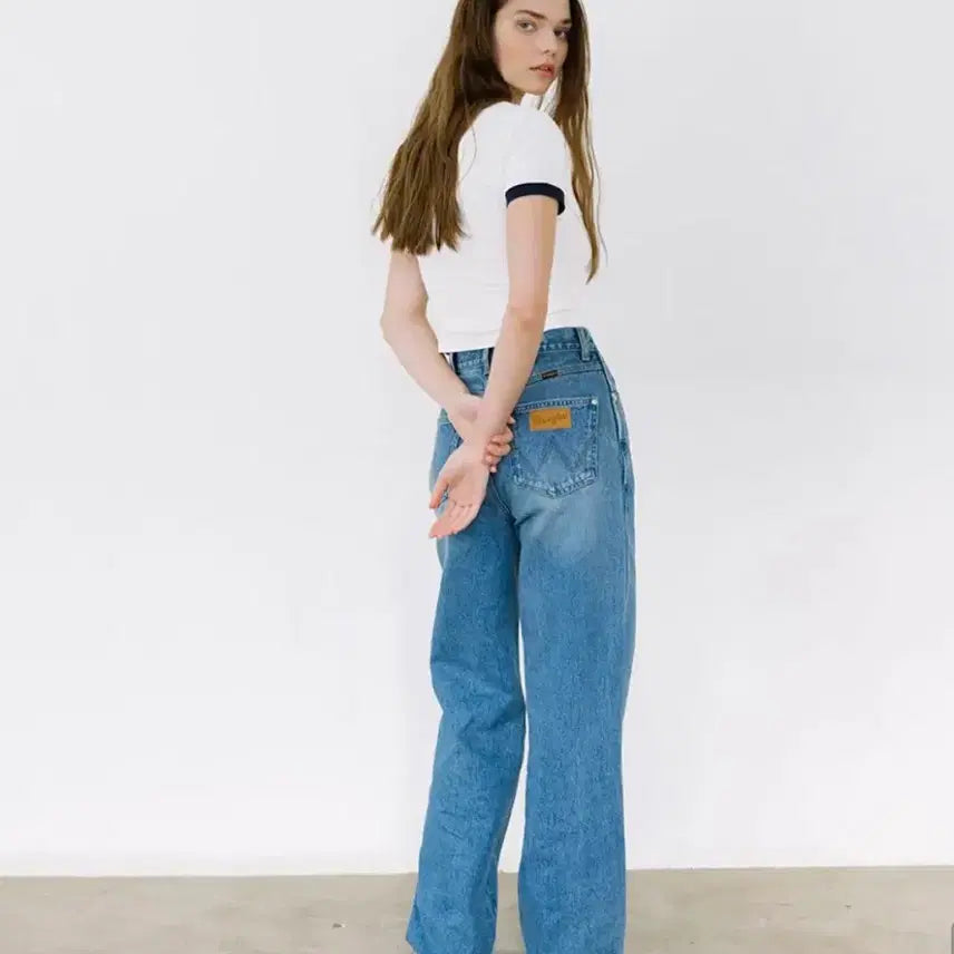 [BUNJANG] Wrangler Women's Semi-Wide Denim Pants Indigo Medium / 랭글러 우먼즈 세미와이드 데님 팬츠 인디고 미디움 26