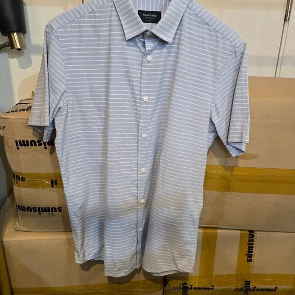 [BUNJANG] Mind Bridge Striped Short Sleeve Shirt / 마인드브릿지 스트라이프 반팔 셔츠 100