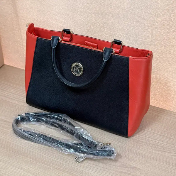 [BUNJANG] MCM Saffiano Leather Tote Bag Shoulder Bag / 메트로시티 여성 사피아노 토트백 가방 숄더백 블랙오렌지
