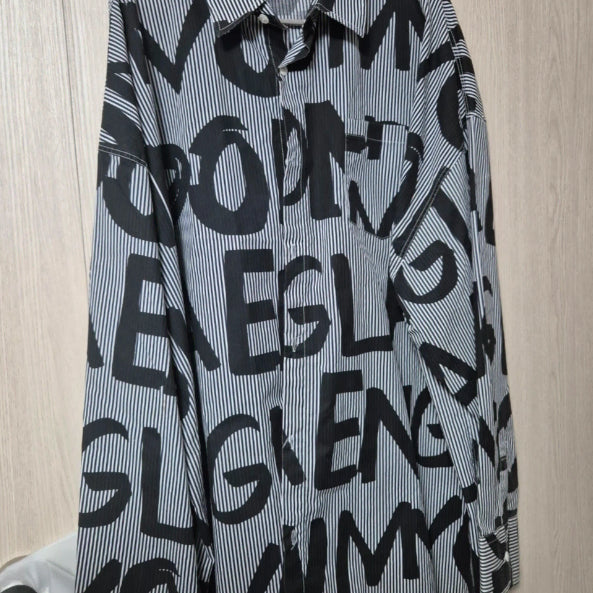 [BUNJANG] DRESS VOLUME Lettering Stripe Shirt / DRESS VOLUME 레터링 스트라이프 셔츠