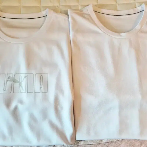 [BUNJANG] Puma Short Sleeve T-Shirt 2-Piece Set White / 푸마 반팔 티셔츠 2장 세트 화이트