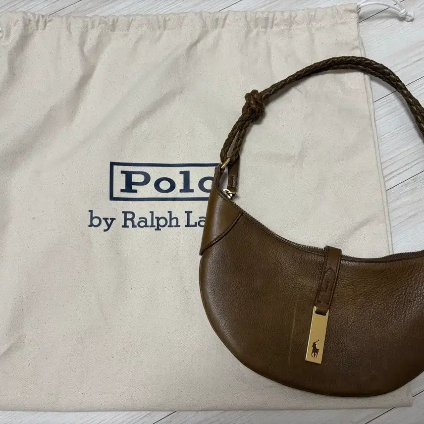 [BUNJANG] Polo Ralph Lauren Brown Leather Hobo Bag / 폴로 랄프로렌 브라운 레더 호보백