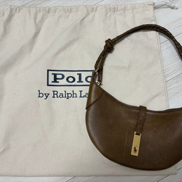 [BUNJANG] Polo Ralph Lauren Brown Leather Hobo Bag / 폴로 랄프로렌 브라운 레더 호보백