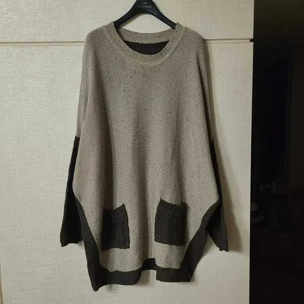 [BUNJANG] Japanese Vintage Brown Batwing Knit Dress / 일본 빈티지 브라운 긴팔 가오리핏 니트 원피스 베이지 모리걸 하구미