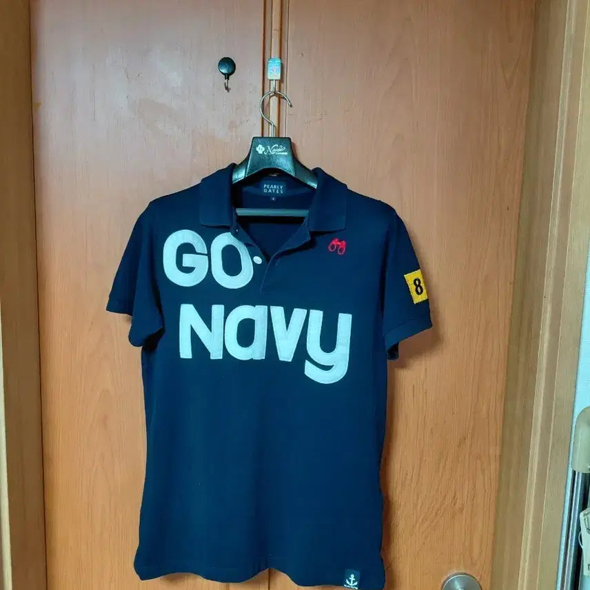 [BUNJANG] Pearl Beach Gates Navy Short-Sleeve Polo Shirt "GO NAVY" / 펄비 게이츠 네이비 반팔 카라티 GO NAVY