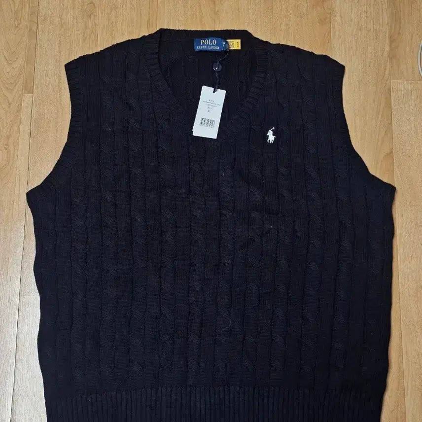 [BUNJANG] Polo Ralph Lauren Cable Knit Vest Black XL / 폴로 랄프로렌 케이블 니트 베스트 블랙