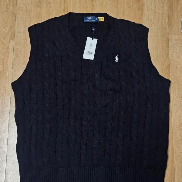 [BUNJANG] Polo Ralph Lauren Cable Knit Vest Black XL / 폴로 랄프로렌 케이블 니트 베스트 블랙