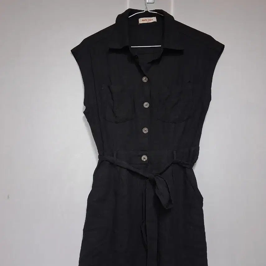 [BUNJANG] Marie Claire Black Short Sleeve Jumpsuit Size 55 / 마리끌레르 블랙 반팔 점프수트(55)