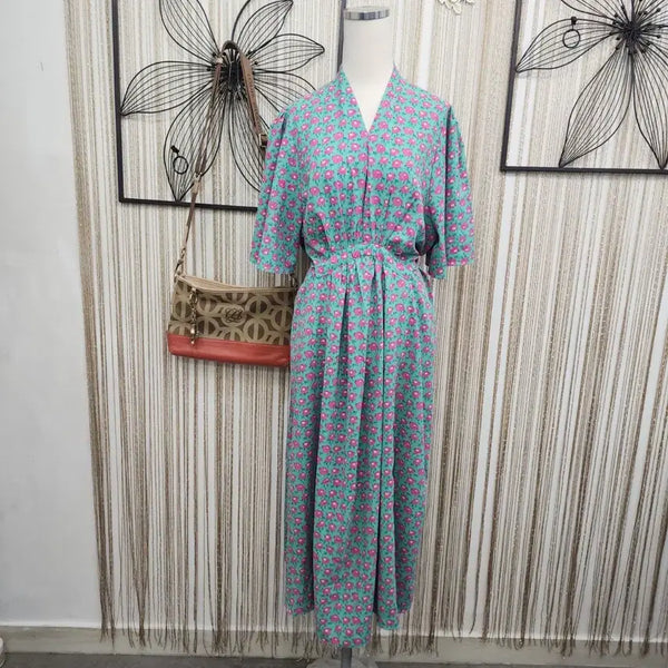 [BUNJANG] Mint Flower Pattern Long Dress / 민트 플라워 패턴 롱 원피스 free  끈조절가능