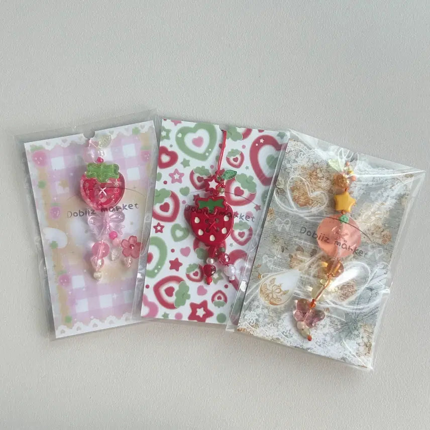 [BUNJANG] Handmade Fruit Button Bead Keychain / {handmade} 과일 단추 비즈 키링