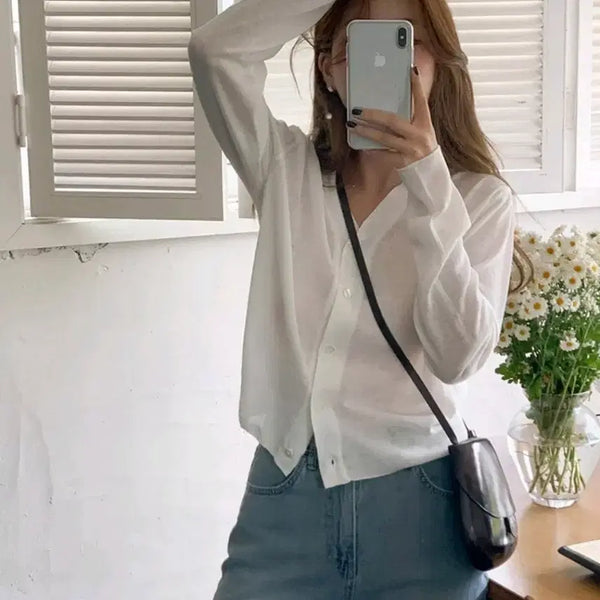 [BUNJANG] Gaanesra Salmon Linen Cardigan Ivory / 새상품 가내스라 린넨 새먼 가디건 아이보리