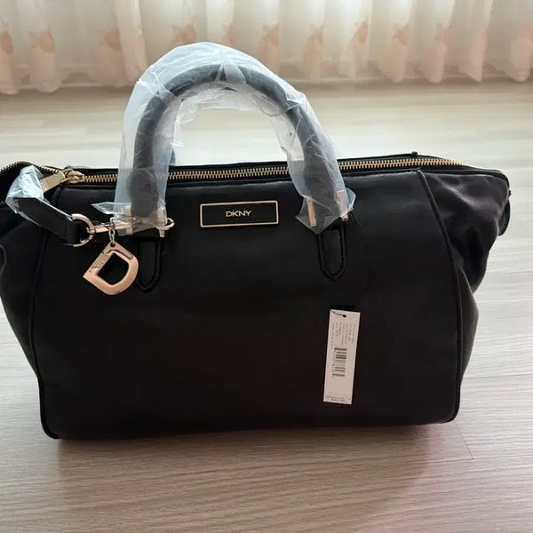 [BUNJANG] DKNY Black Lambskin Leather Tote Bag / DKNY 블랙 램 네파 양가죽 토트백 새제품