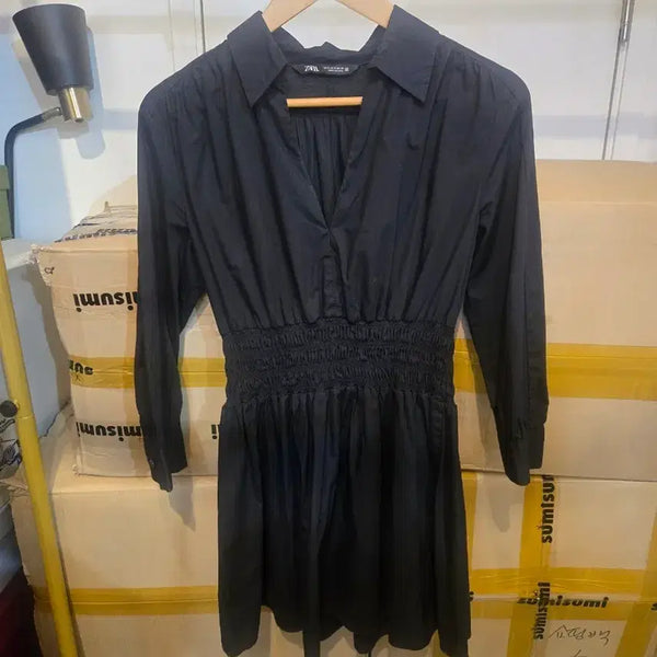[BUNJANG] Zara Black Shirt Dress S / 자라 블랙 셔츠 원피스 S