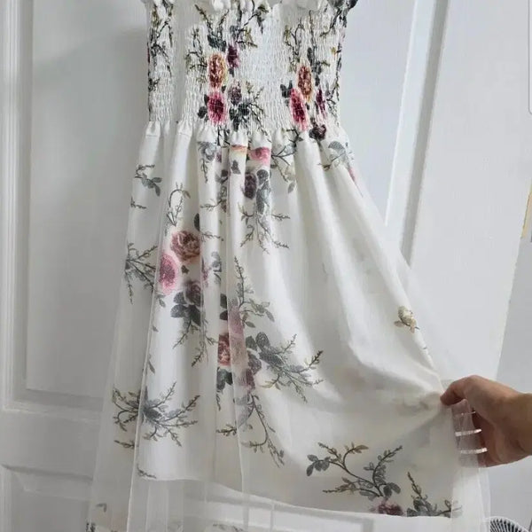 [BUNJANG] Floral Pattern Bustier Dress / 플로럴 패턴 뷔스티에 원피스
