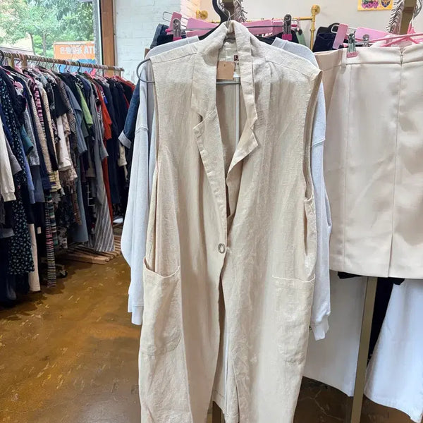 [BUNJANG] Linen Long Vest / 린넨 롱 베스트