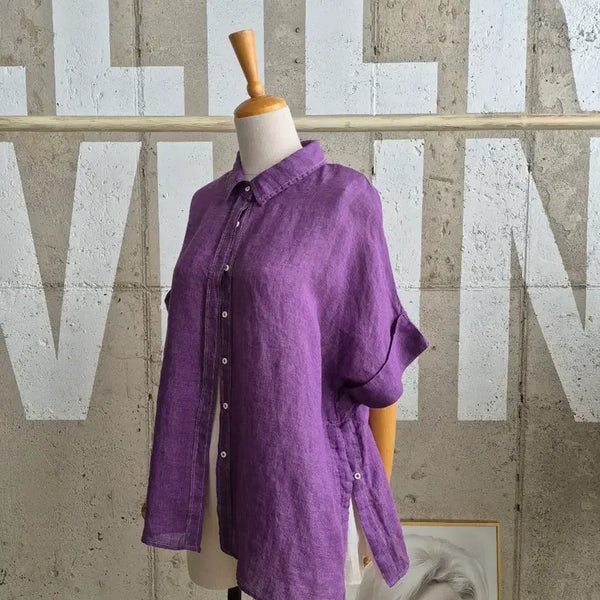 [BUNJANG] Linen Side Slit Loose Fit Blouse / 고퀄)린넨 옆트임 블라우스