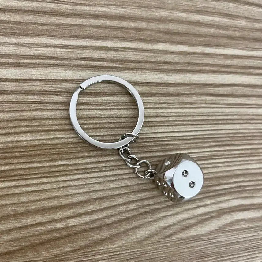 [BUNJANG] Silver Chain Dice Keychain / 실버 체인 주사위 키링
