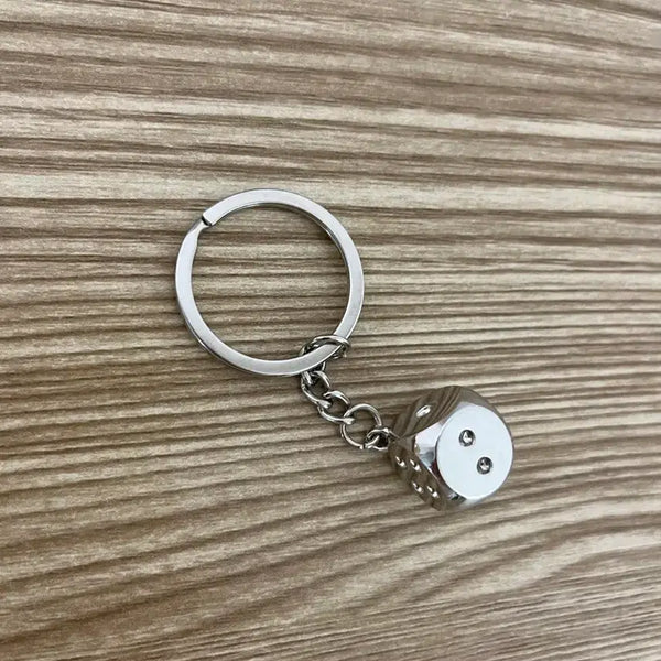 [BUNJANG] Silver Chain Dice Keychain / 실버 체인 주사위 키링