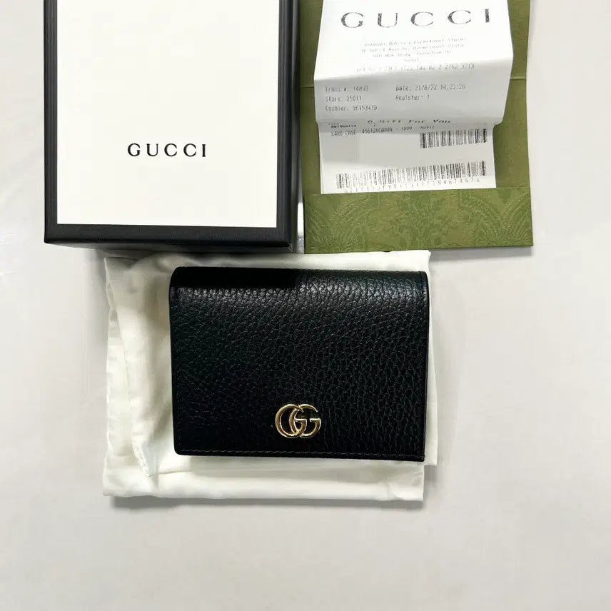 [BUNJANG] Gucci GG Marmont Leather Card Case Wallet Black / [새상품/정품] 구찌 GG 마몽 레더 카드 케이스 지갑 반지갑 블랙