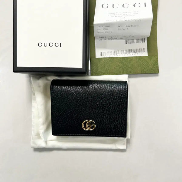 [BUNJANG] Gucci GG Marmont Leather Card Case Wallet Black / [새상품/정품] 구찌 GG 마몽 레더 카드 케이스 지갑 반지갑 블랙
