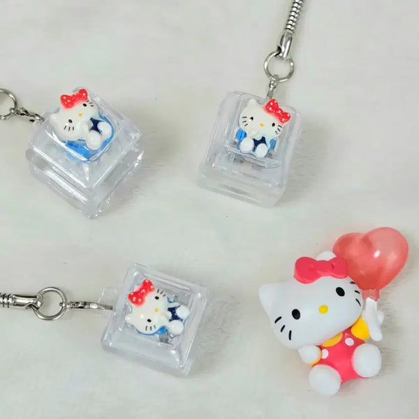 [BUNJANG] Kitty Keycap Blue Switch Clicker Keyboard Keyring / 키티 키캡 led 키보드 키링 청축 클리커