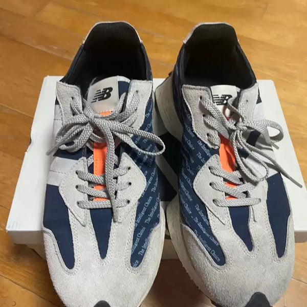[BUNJANG] New Balance 327 Navy Grey Orange Text Sneakers 270 / 뉴발란스 327 네이비 회색 오렌지 텍스트 270
