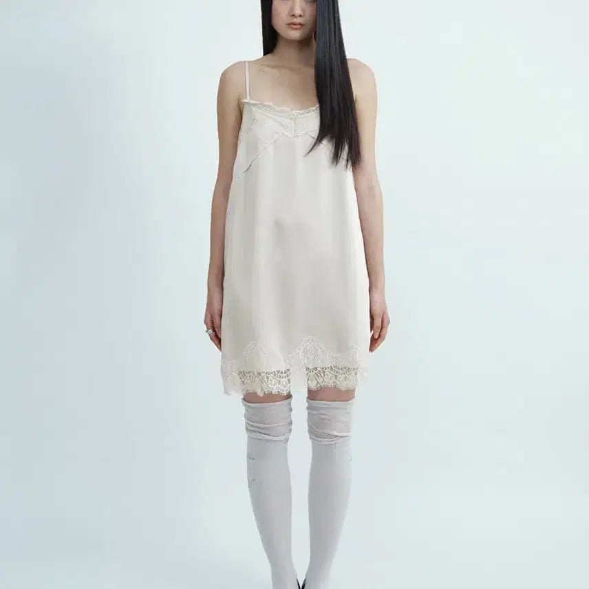 [BUNJANG] MILLO WOMEN Crease Lace Midi Dress Beige / 새상품) 밀로우먼 크리즈 레이스 미디 드레스