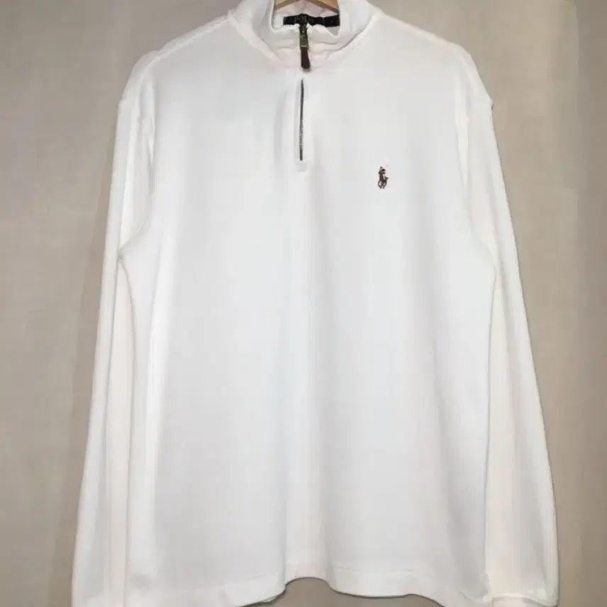 [BUNJANG] Polo Ralph Lauren White Half-Zip Sweatshirt M / 폴로 랄프로렌 화이트 반집업 스웨트셔츠 M