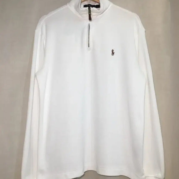 [BUNJANG] Polo Ralph Lauren White Half-Zip Sweatshirt M / 폴로 랄프로렌 화이트 반집업 스웨트셔츠 M