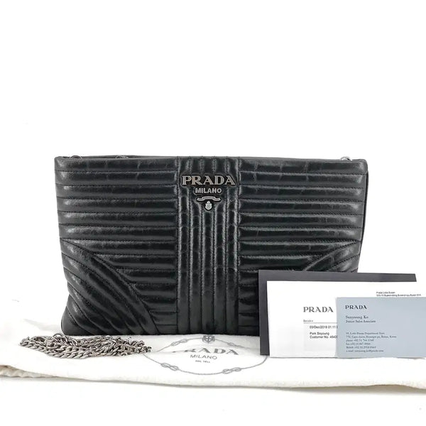 [BUNJANG] Prada Diagram Chain Shoulder Bag and Clutch Bag 2-Way / [백화점구매] 프라다 다이어그램 체인 숄더백 및 클러치백 2way