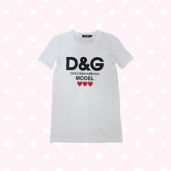 [BUNJANG] Dolce & Gabbana Heart Logo T-Shirt Vintage / 돌체앤가바나 D&G model 하트 로고 반팔 티셔츠 빈티지
