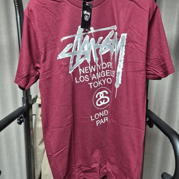 [BUNJANG] Stussy WT Drip T-Shirt Wine M / (M) 스투시 1903617 Wt drip 와인 티셔츠