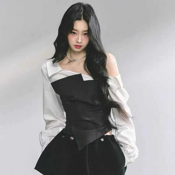 [BUNJANG] Aomalm Bustier Off-Shoulder Shirt worn by Hong Ji-yeon / 환승연애 홍지연 착용 Aomalm 뷔스티에 오프숄더 셔츠