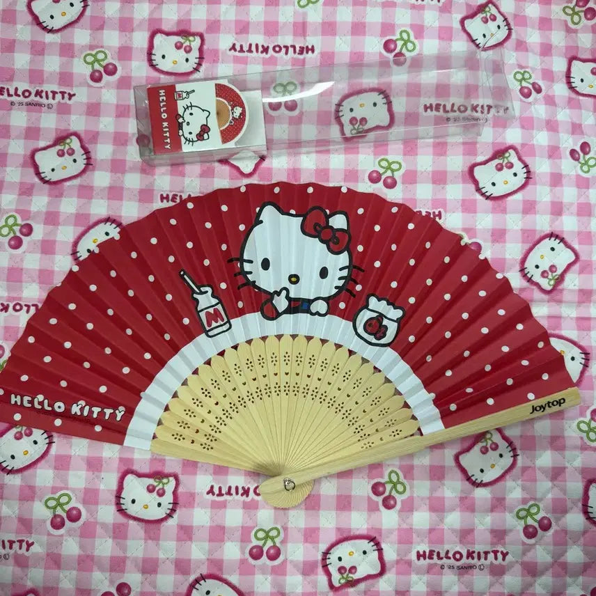 [BUNJANG] Hello Kitty Red Fan Japanese Authentic / 헬로키티 키티 레드 부채 일본 정품