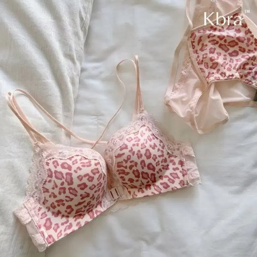[BUNJANG] Women's Pink Leopard Print Lingerie Set (75) / (새상품) 여성 핑크호피 속옷 세트 75