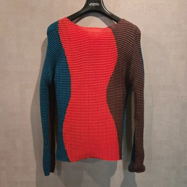 [BUNJANG] Issey Miyake Pleats Color Block Blouse / 이세이미야케