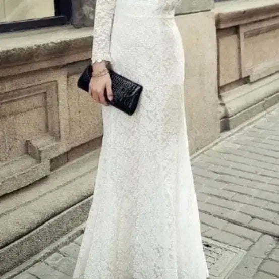 [BUNJANG] White Lace Mermaid Wedding Dress / 셀프웨딩드레스 화이트 레이스 머메이드 드레스